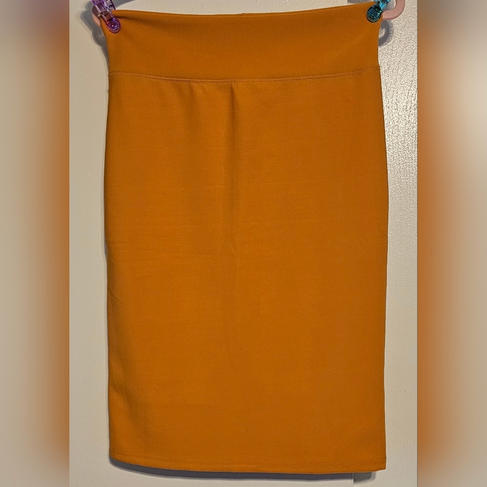 Ladies High Waisted Mustard Yellow Office Pencil Skirt With Back Slit